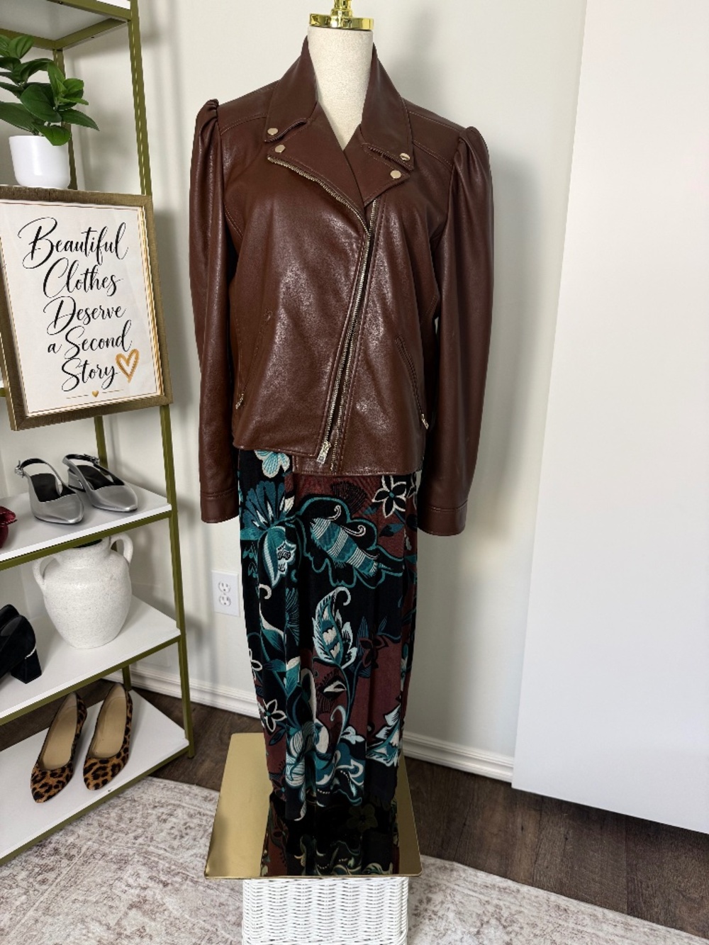 Faux Leather Puff Sleeve Moto Jacket